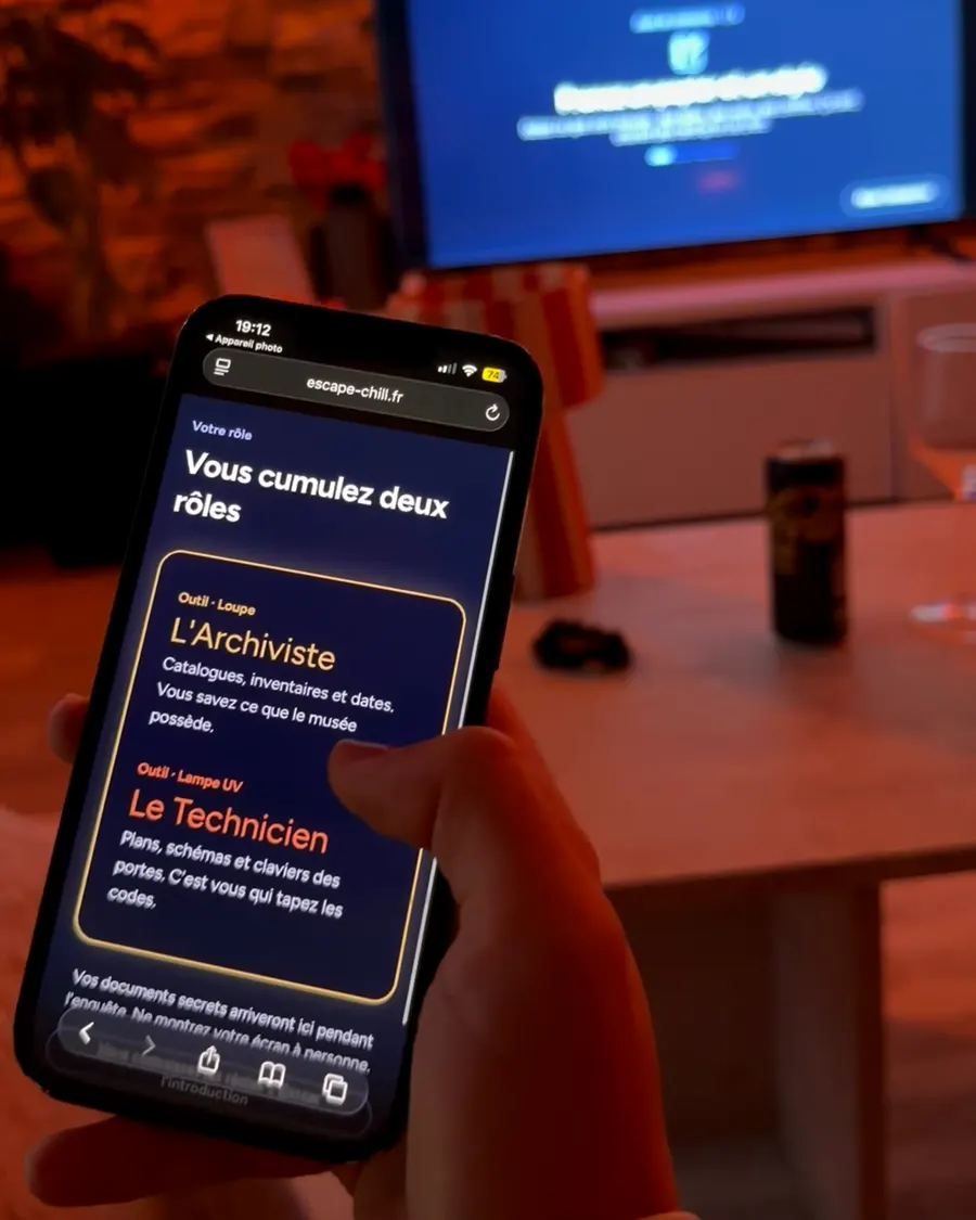 A secret role card on a phone screen