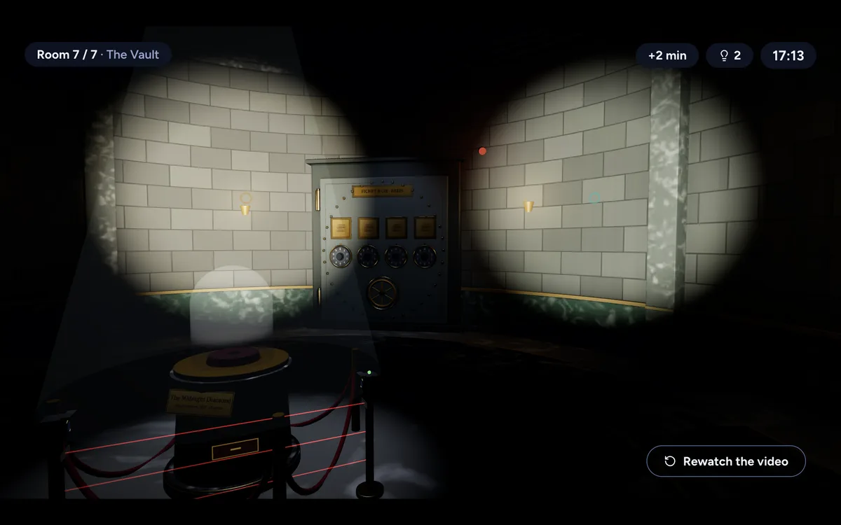 The Vault lit by several flashlights